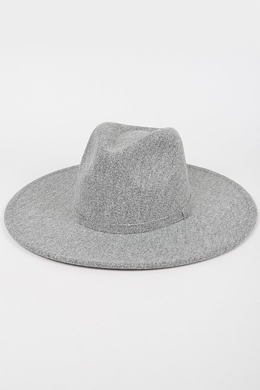 Faux Wool Leo Band Fedora Hat in light gray