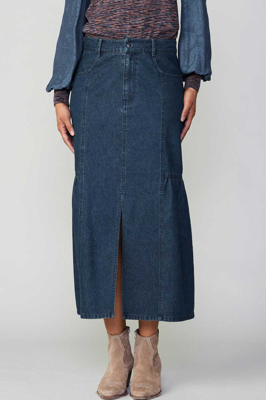 Midi Skirt with Front Slit in indigo by Current Air