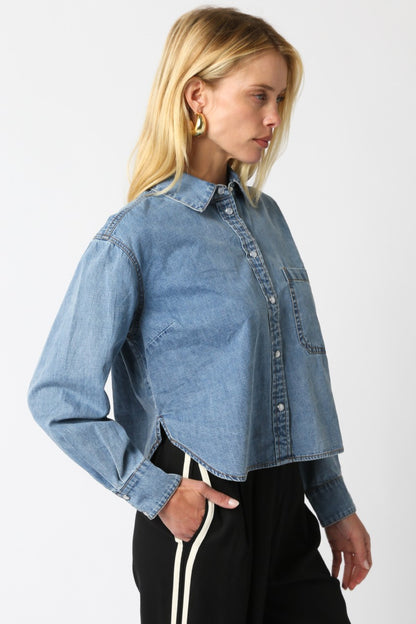 Kelly Button Up Shirt in denim by Olivaceous
