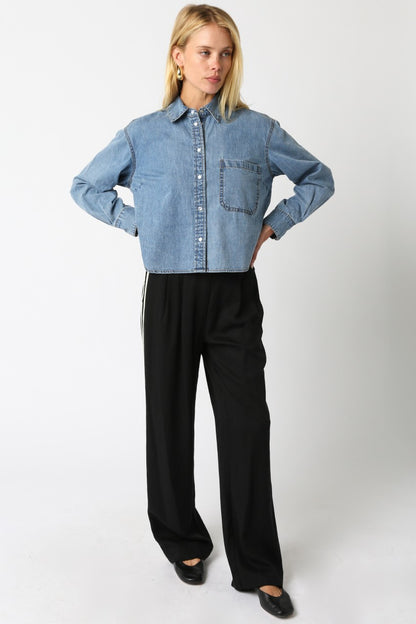 Kelly Button Up Shirt in denim by Olivaceous