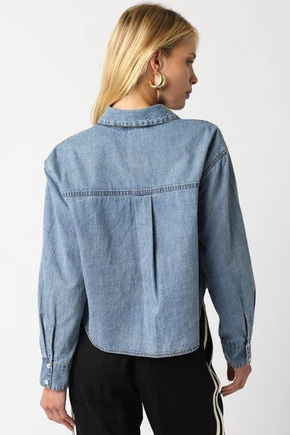 Kelly Button Up Shirt in denim by Olivaceous