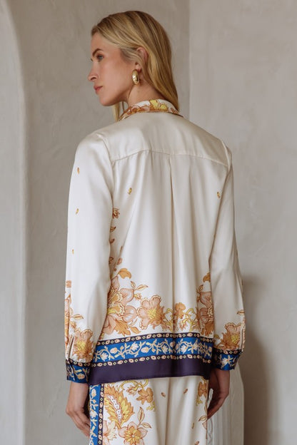 Silky Button Up Blouse in ivory by Skies are Blue