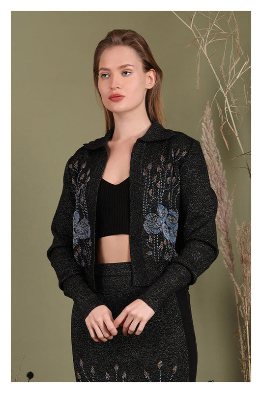 Aceline Embellished Sweater in black by Blank