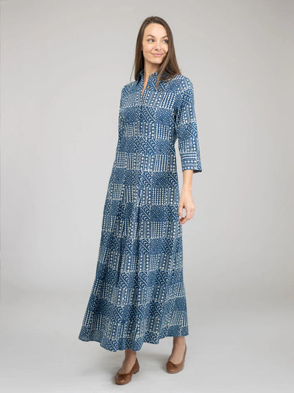 TRUNK SHOW- Alexa Maxi Dress in blue fall resist by Beau & Ro