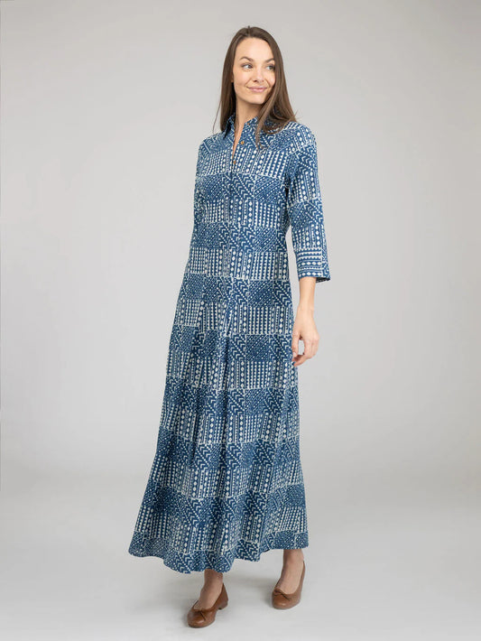 TRUNK SHOW- Alexa Maxi Dress in blue fall resist by Beau & Ro