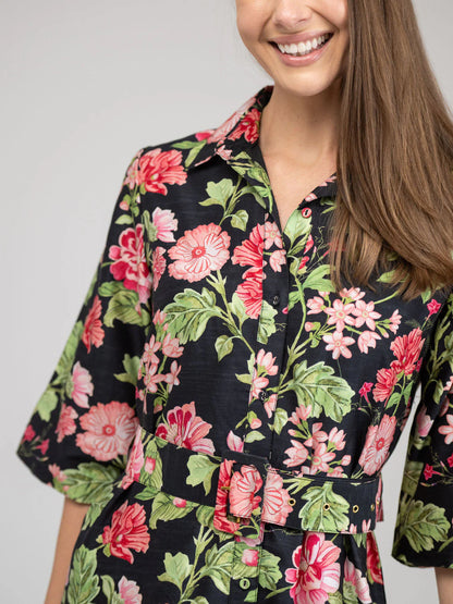 TRUNK SHOW- Mary Jane Maxi Dress in black fancy floral by Beau & Ro