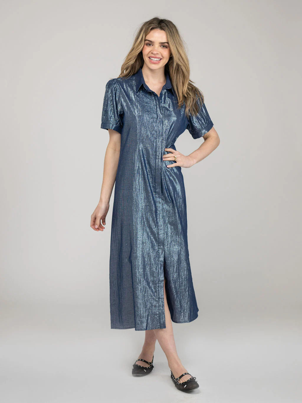 TRUNK SHOW- Kris Dress in navy shine by Beau & Ro