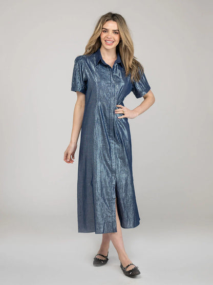 TRUNK SHOW- Kris Dress in navy shine by Beau & Ro