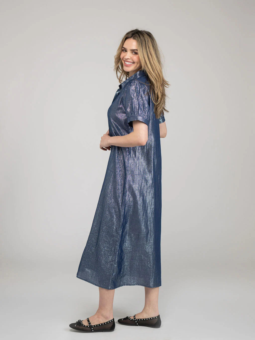 TRUNK SHOW- Kris Dress in navy shine by Beau & Ro