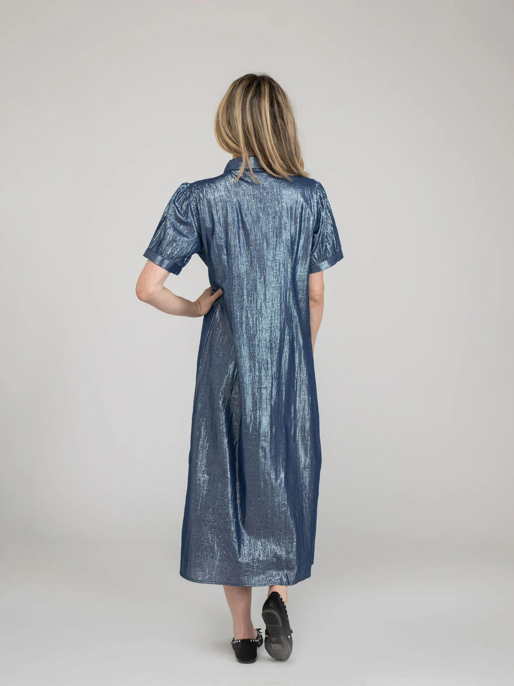TRUNK SHOW- Kris Dress in navy shine by Beau & Ro