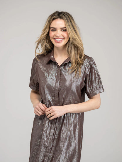 TRUNK SHOW- Kris Dress in brown shine by Beau & Ro