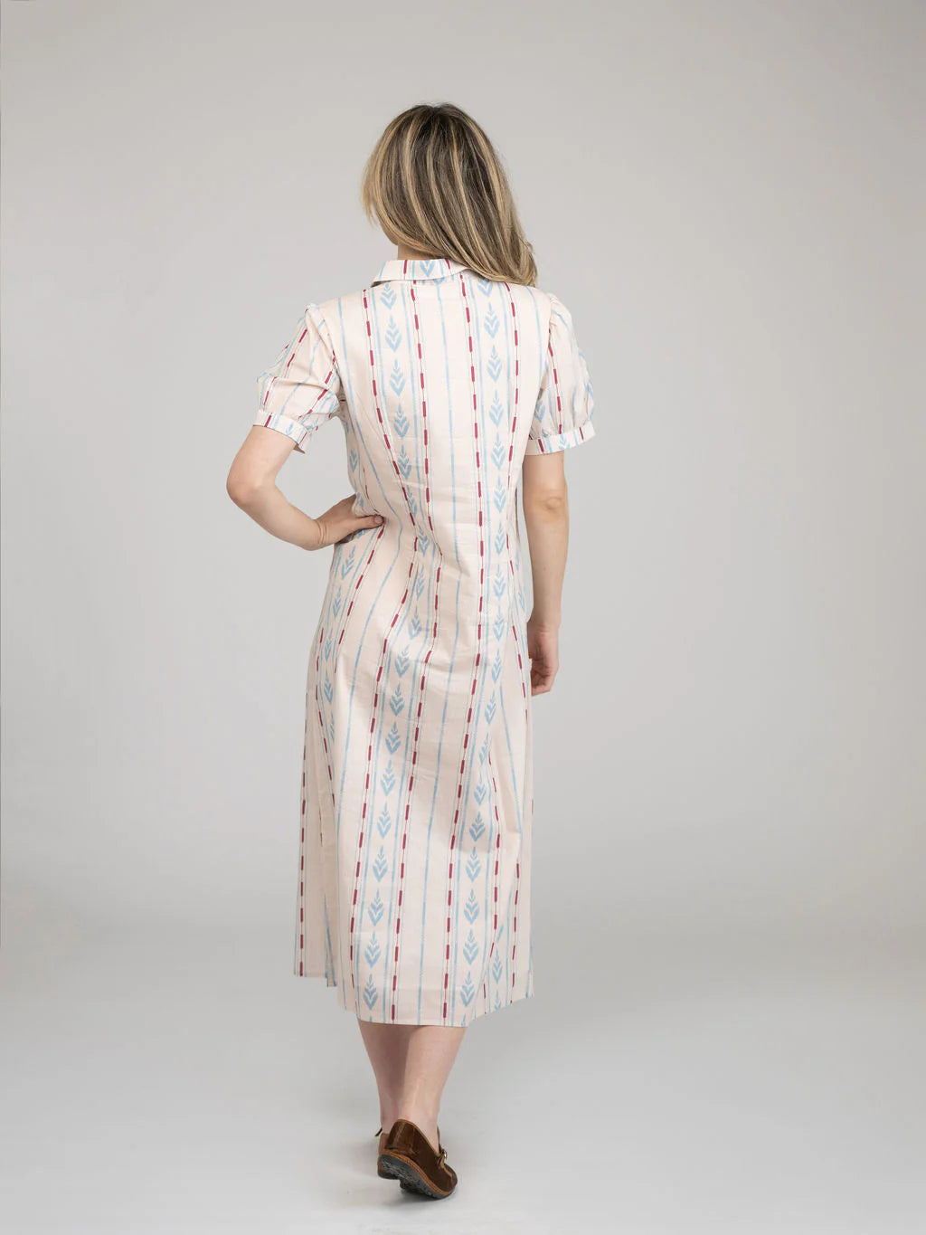 Kris Ikat Stripe Dress in ivory by Beau & Ro