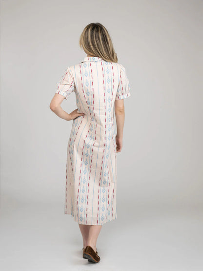 Kris Ikat Stripe Dress in ivory by Beau & Ro