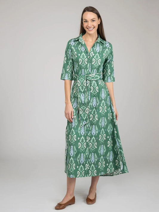 Eloise Ikat Maxi Dress in green by Beau & Ro