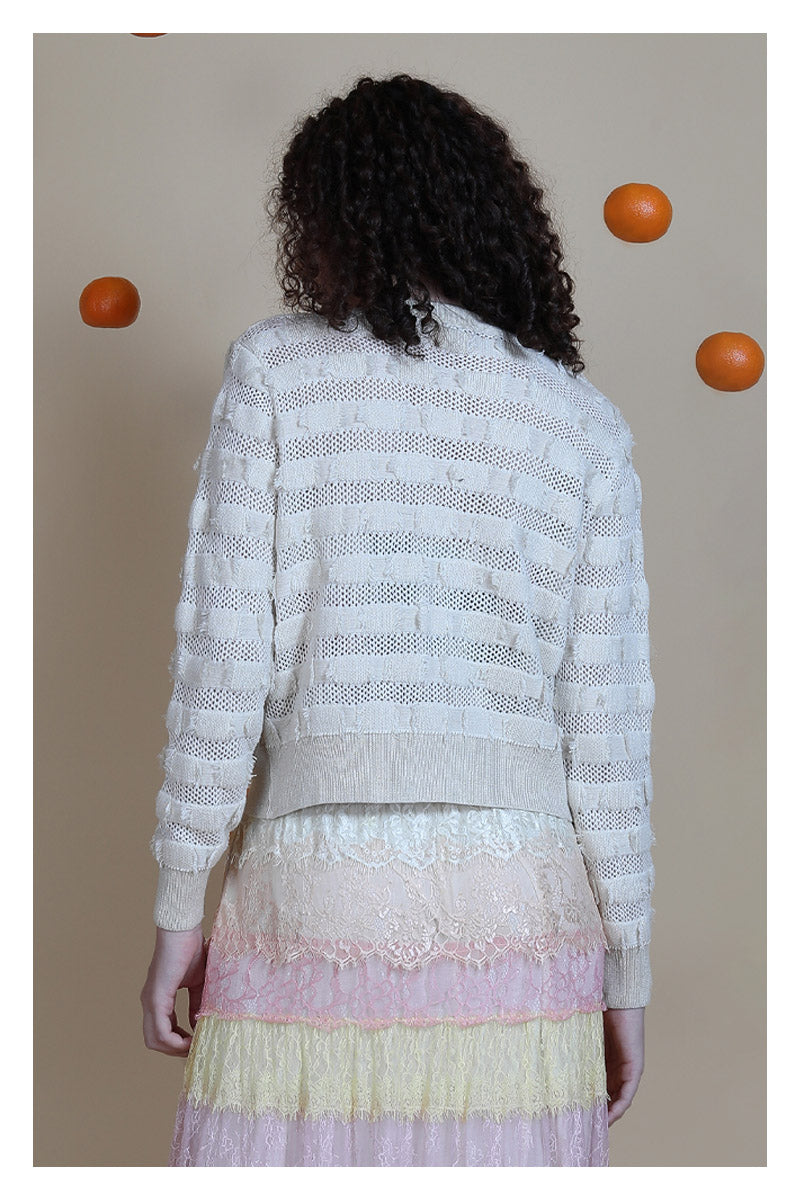 Jeney Tie Front Cardigan in ivory by Blank