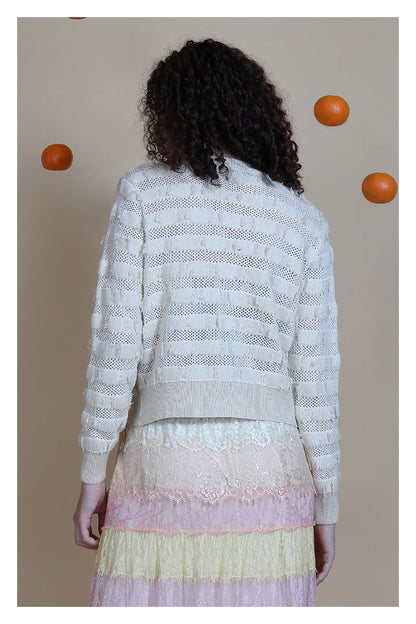 Jeney Tie Front Cardigan in ivory by Blank