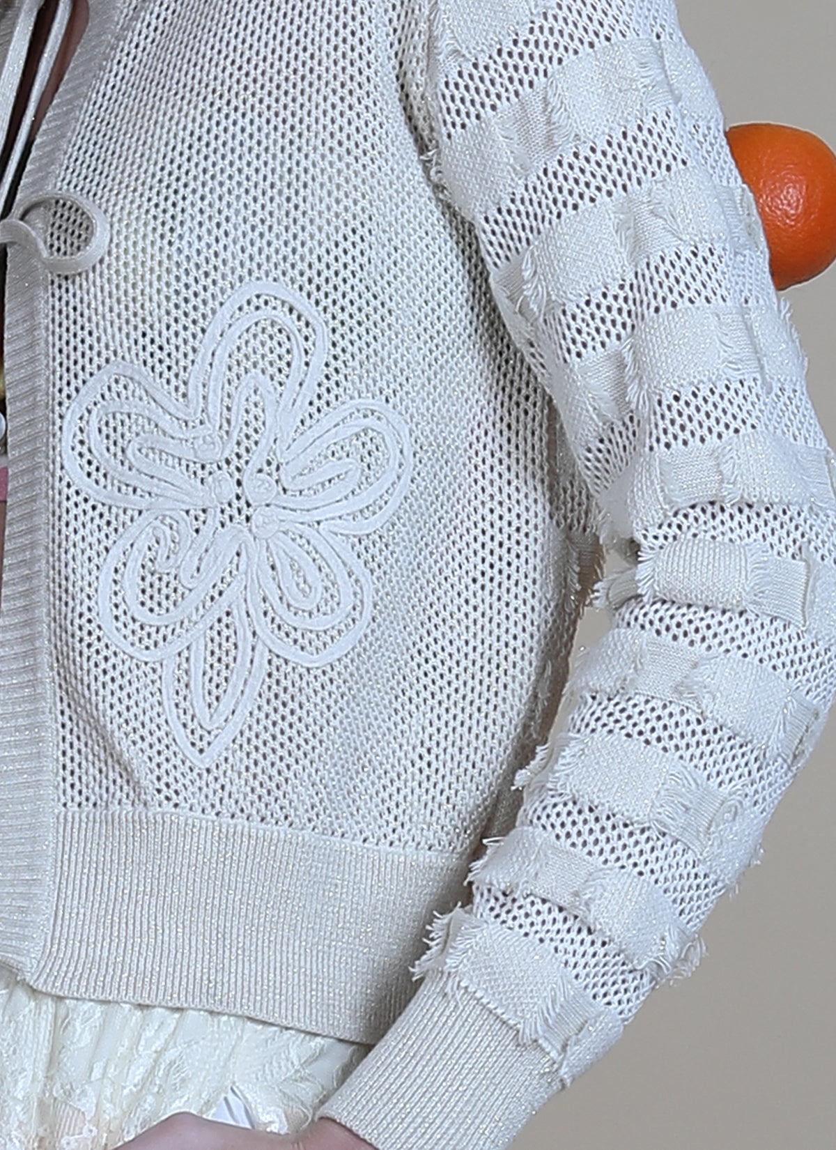 Jeney Tie Front Cardigan in ivory by Blank