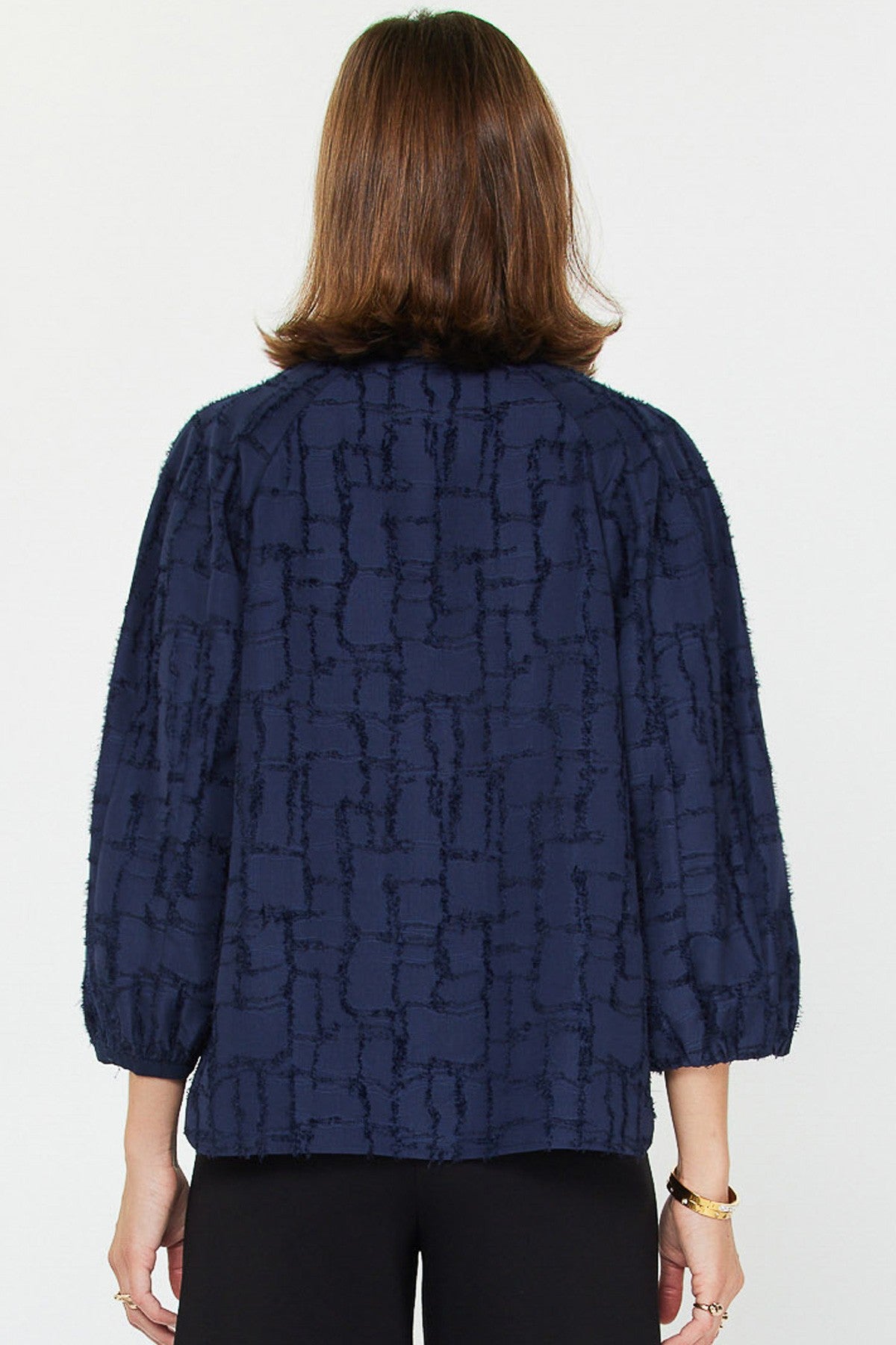 Textured Jacquard 3/4 Blouse in navy by Current Air