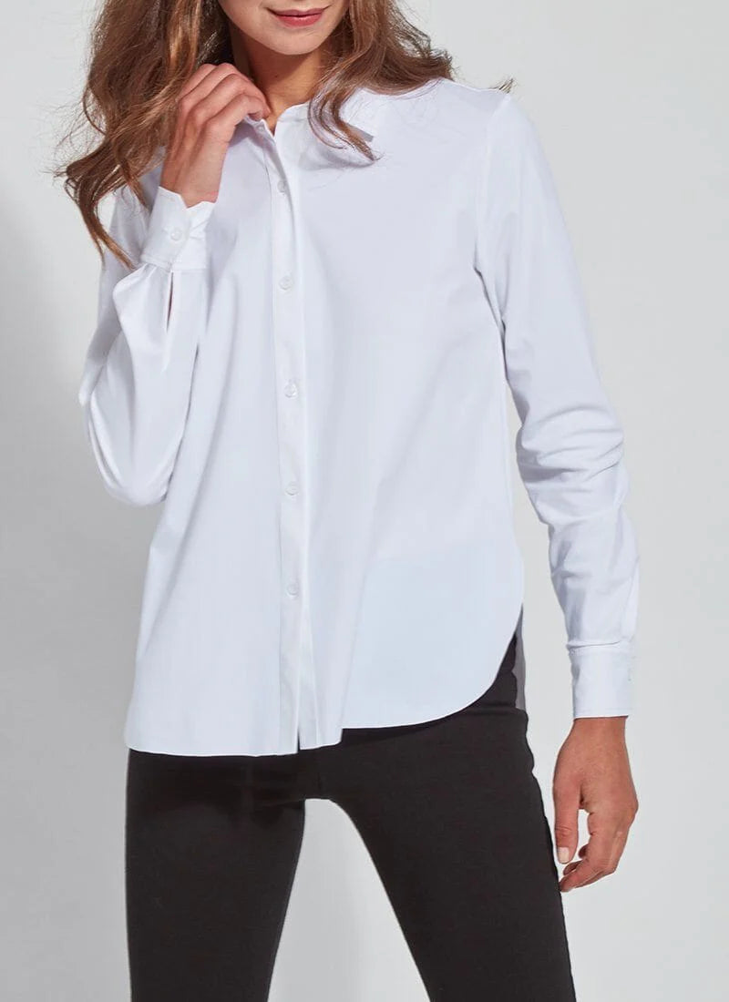 Connie Slim Button Down in white by Lysse