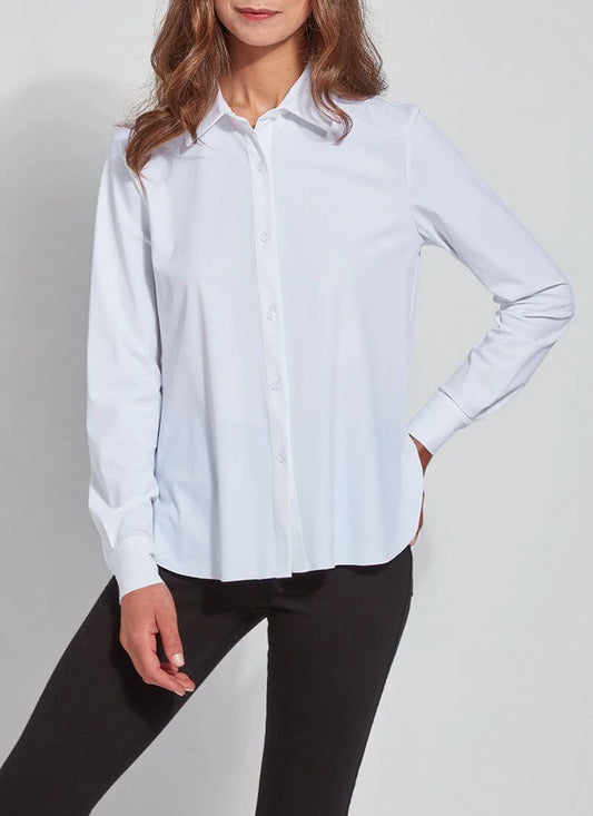 Connie Slim Button Down in white by Lysse