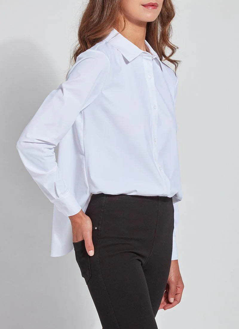 Connie Slim Button Down Blouse in white by Lysse