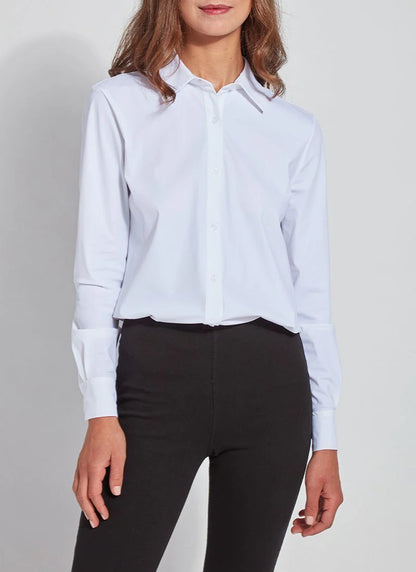 Connie Slim Button Down Blouse in white by Lysse