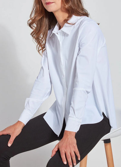 Connie Slim Button Down Blouse in white by Lysse