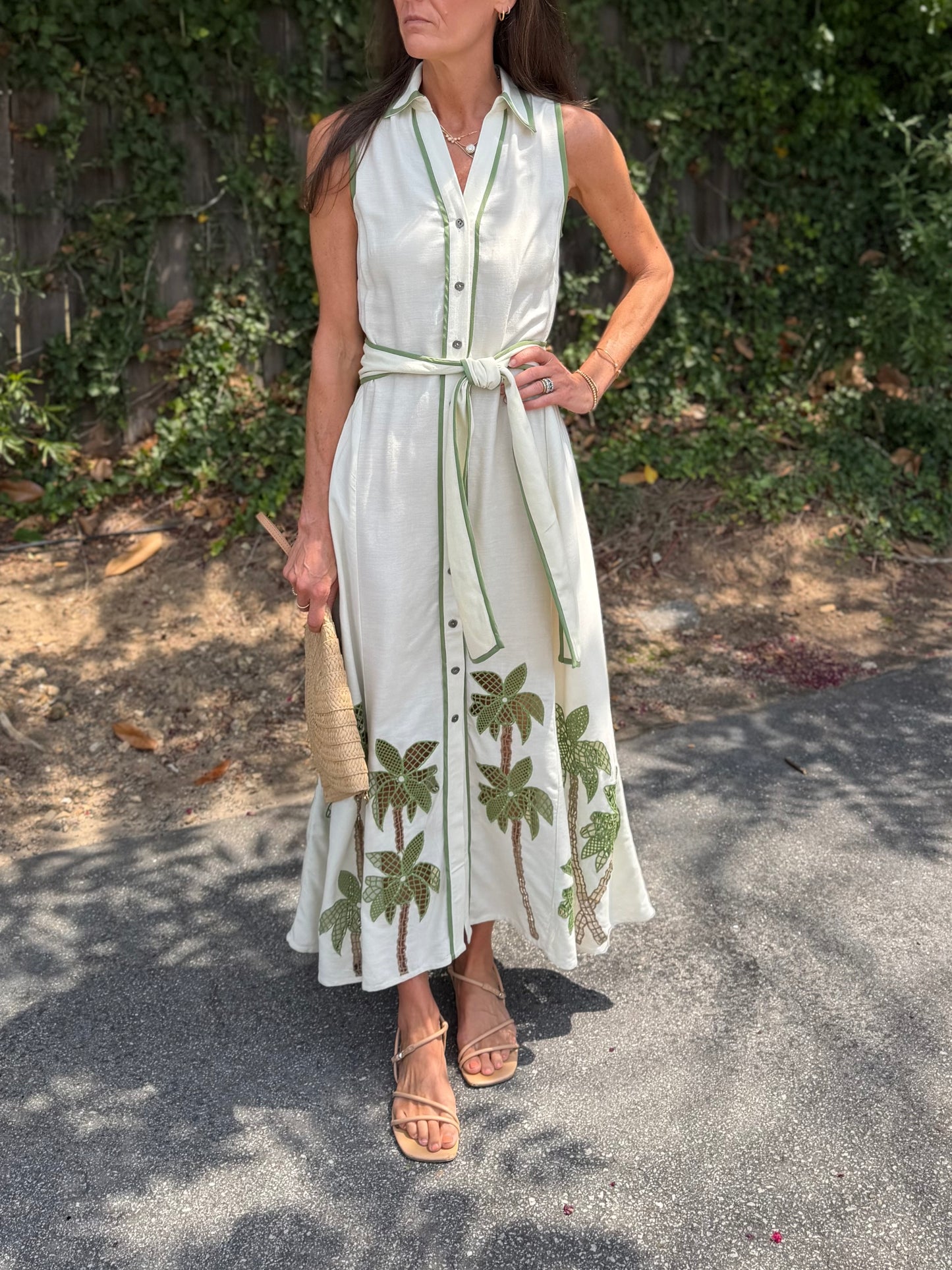 Revati Palm Tree Maxi Dress in breezy beige by Blank