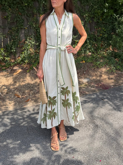 Revati Palm Tree Maxi Dress in breezy beige by Blank