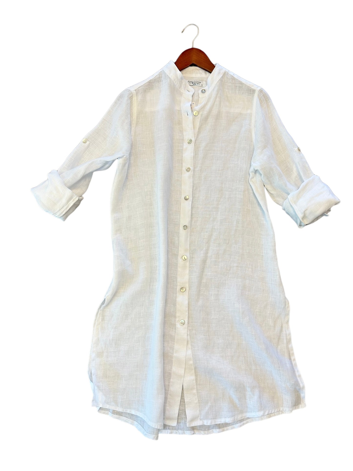 Linen Shirt Dress in white by Haris Cotton