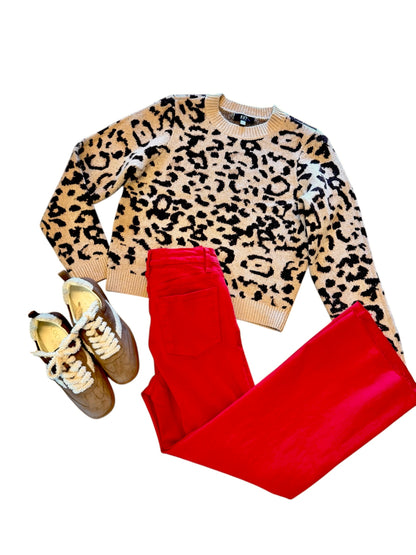 Meg High Rise Wide Leg Raw Hem in ruby red by KUT