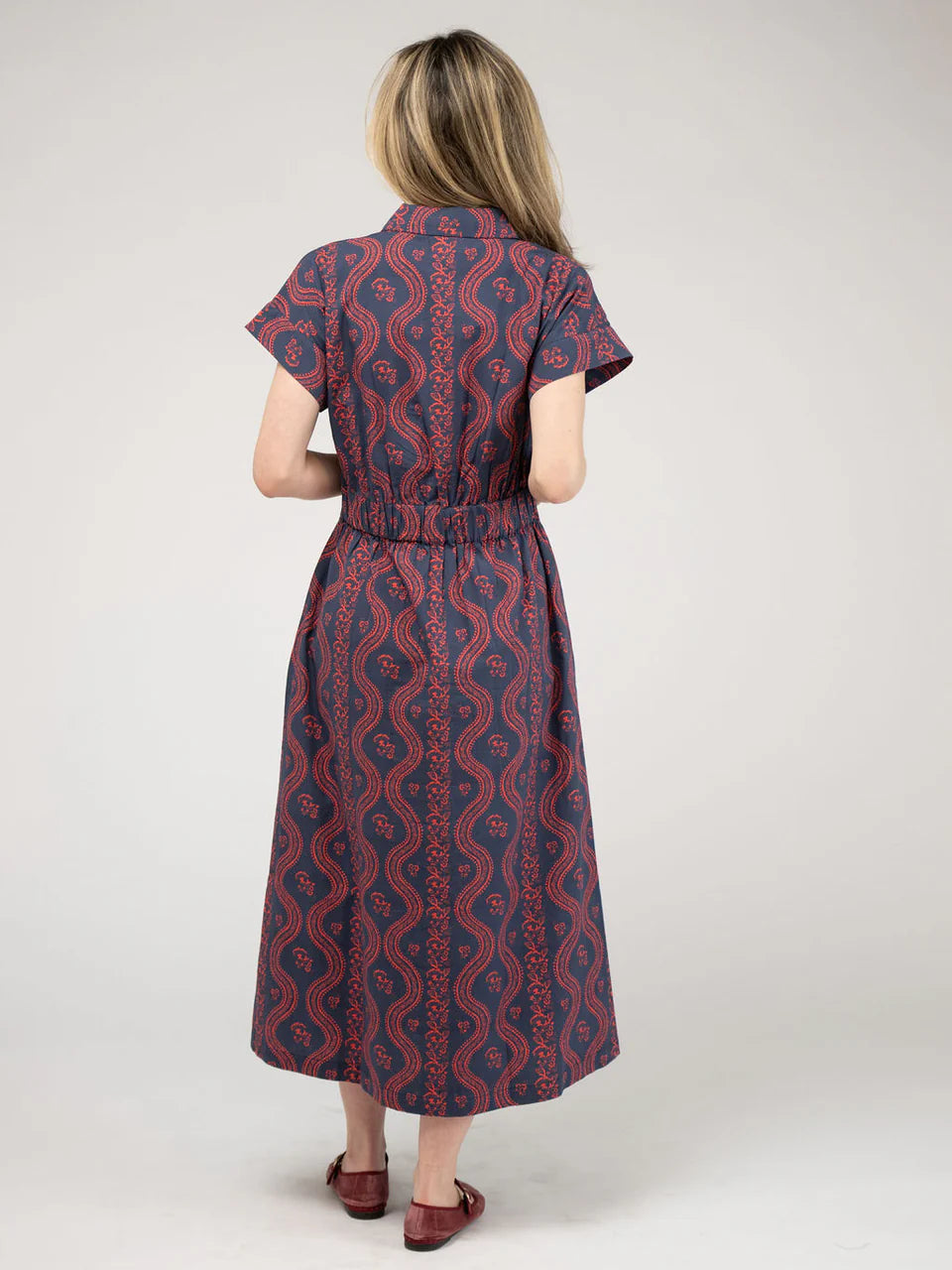 TRUNK SHOW- The Lisa Dress in navy virginia stripe by Beau & Ro