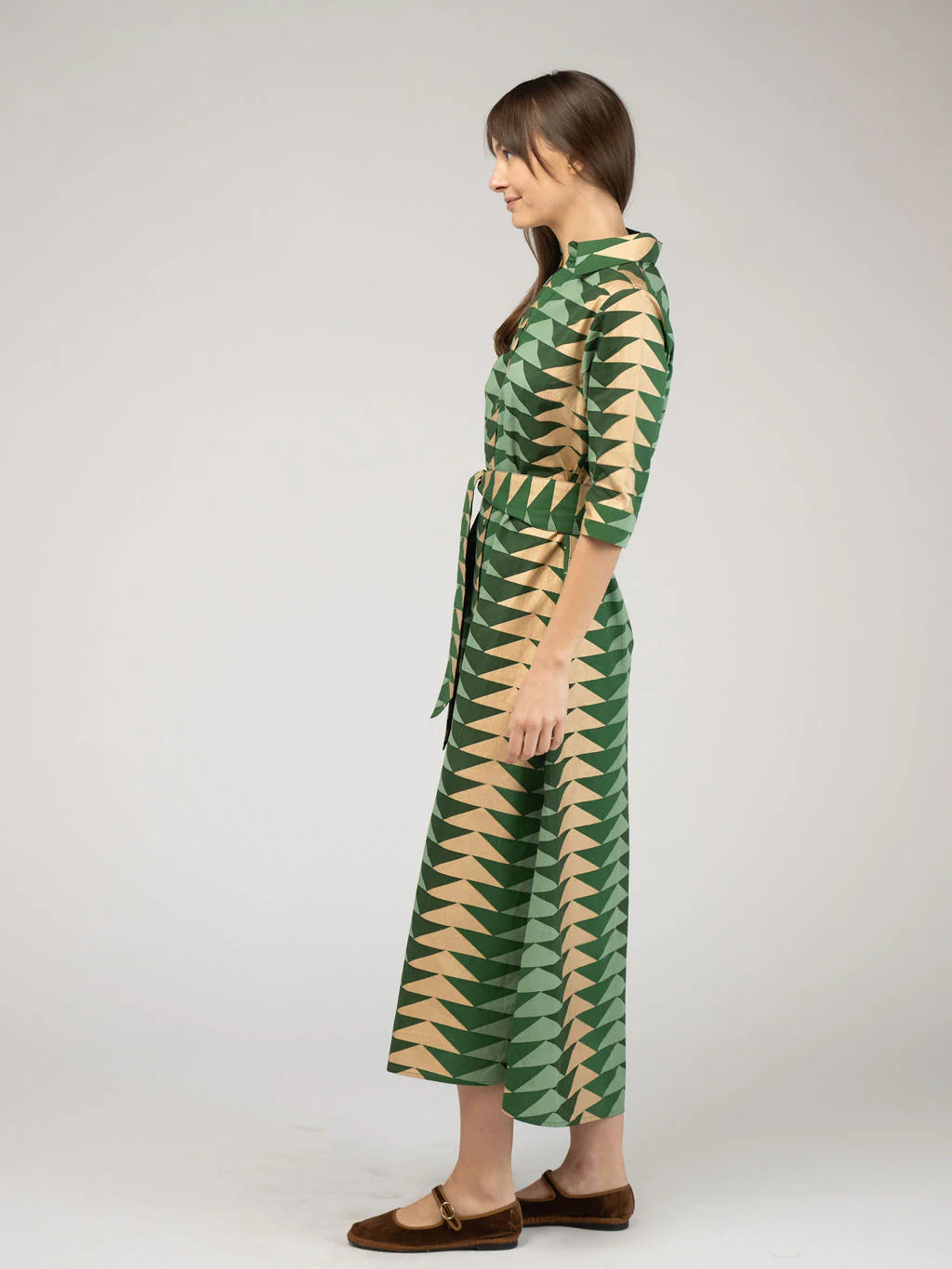 Eloise Maxi Dress in pine bagru triangle by Beau & Ro
