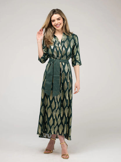 TRUNK SHOW- Eloise Maxi Dress in emerald deco by Beau & Ro