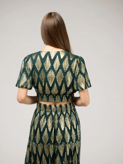 TRUNK SHOW- The Abby Top in emerald deco by Beau & Ro