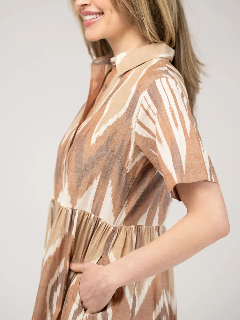 TRUNK SHOW- The Elle Maxi Dress in Brown Ikat by Beau & Ro