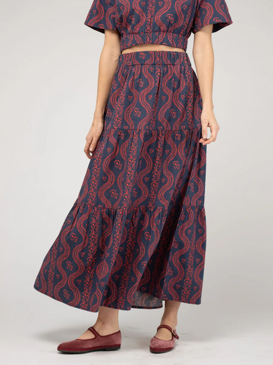 TRUNK SHOW- The Abby Skirt in navy virginia stripe by Beau & Ro
