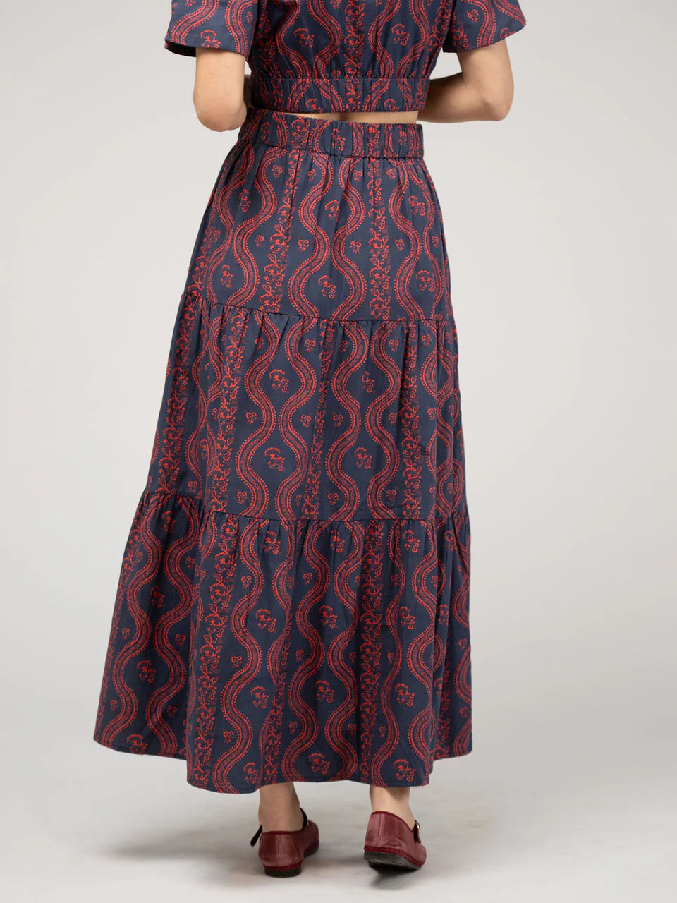TRUNK SHOW- The Abby Skirt in navy virginia stripe by Beau & Ro