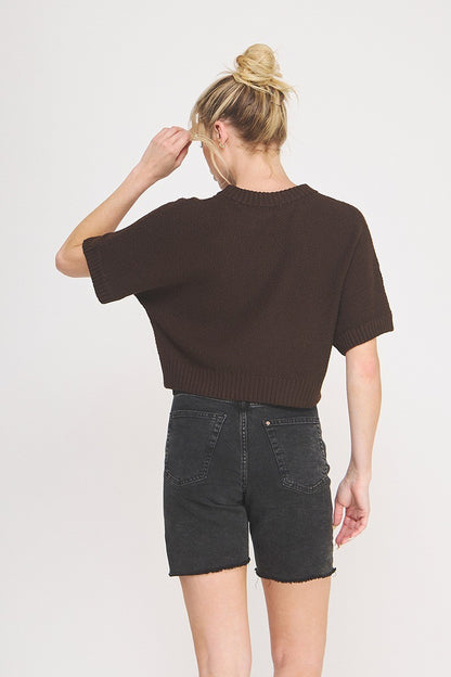 Short Sleeve Sweater in brown by Allie Rose