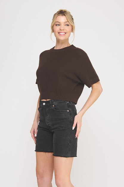 Short Sleeve Sweater in brown by Allie Rose