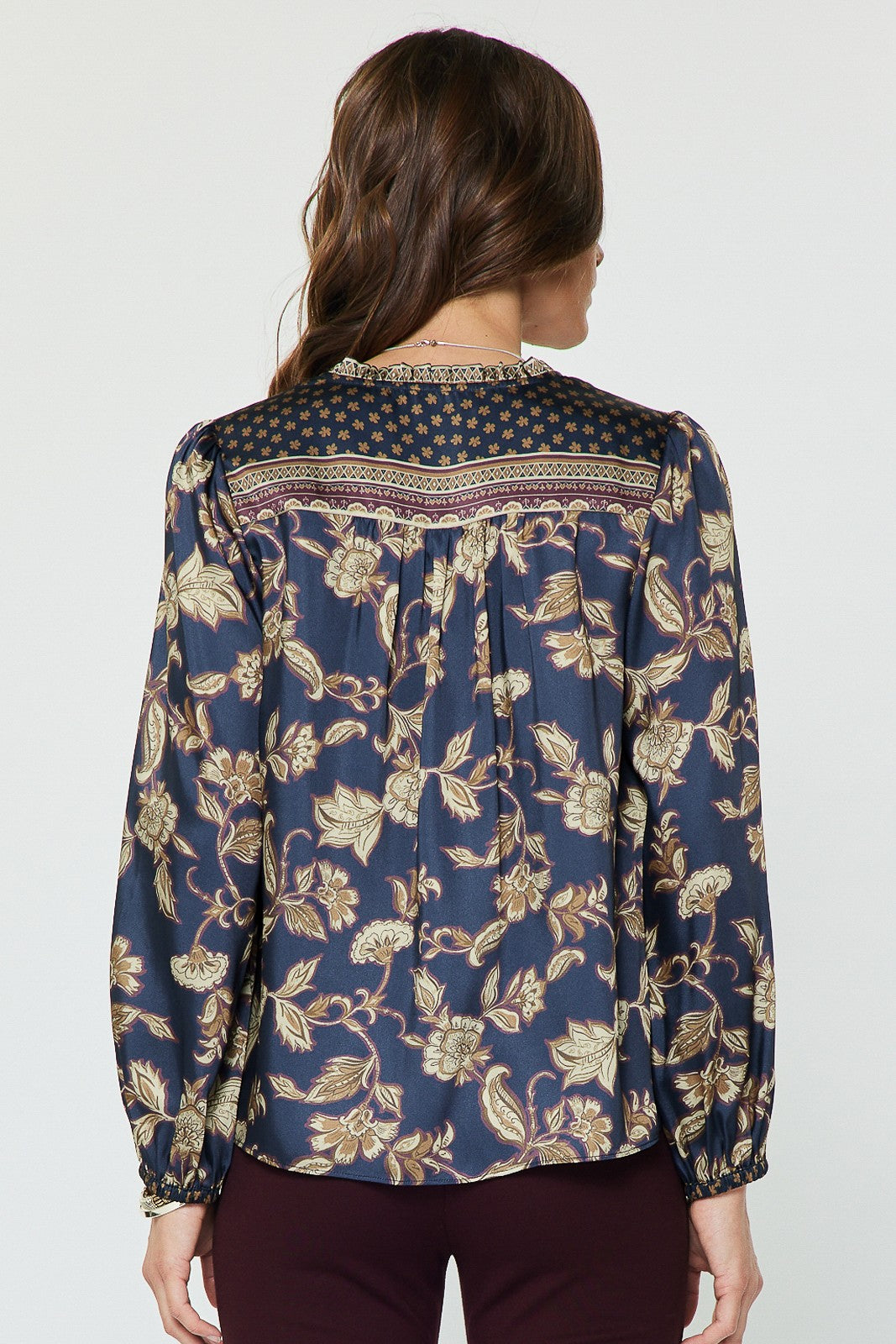 Floral Border Printed Blouse in multi by Current Air