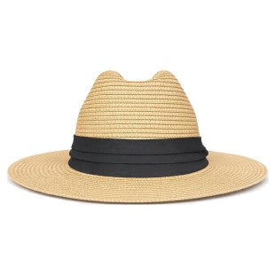 Smaller Brim Straw Hat with Black Ribbon in natural