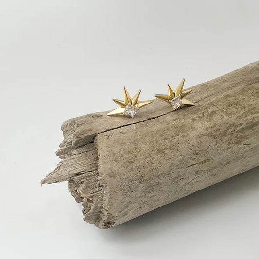 Gothic Spiked Stud Earring in gold by Virtue