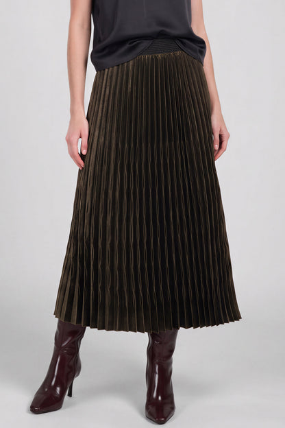 Crinkle Midi Skirt in brown by Current Air