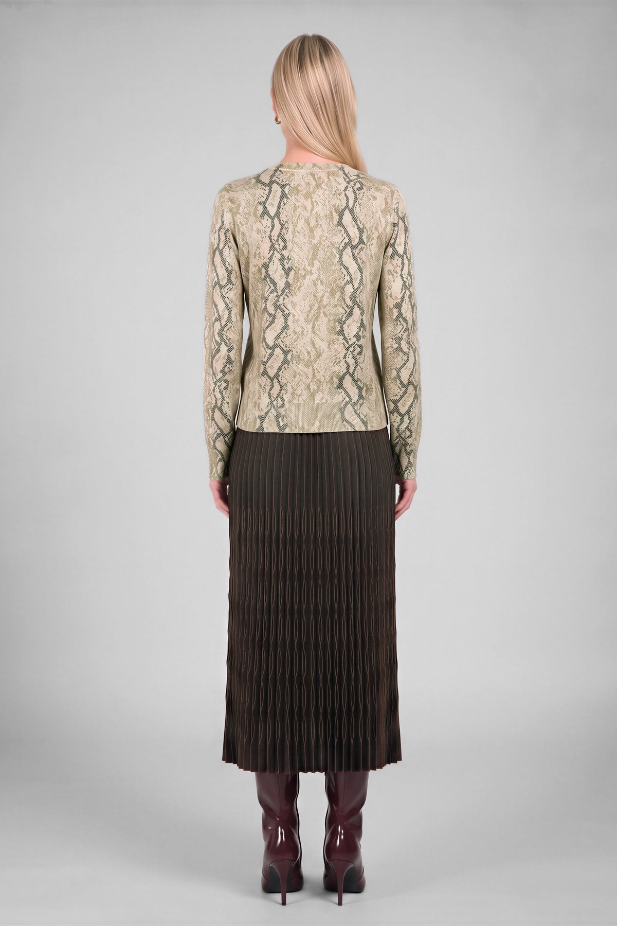 Snake Print Cardigan in taupe by Current Air