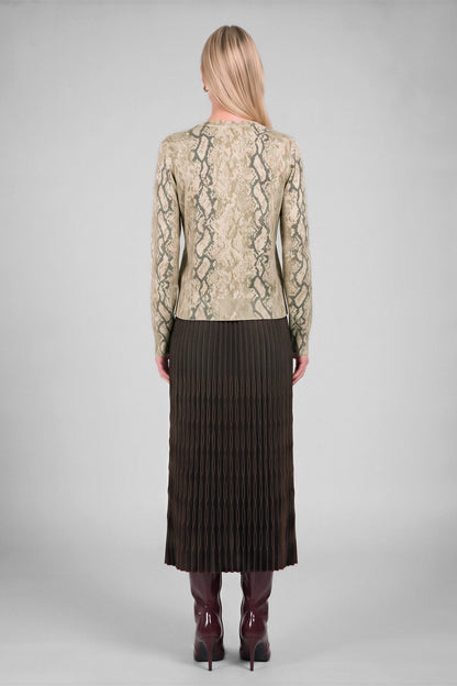 Snake Print Cardigan in taupe by Current Air