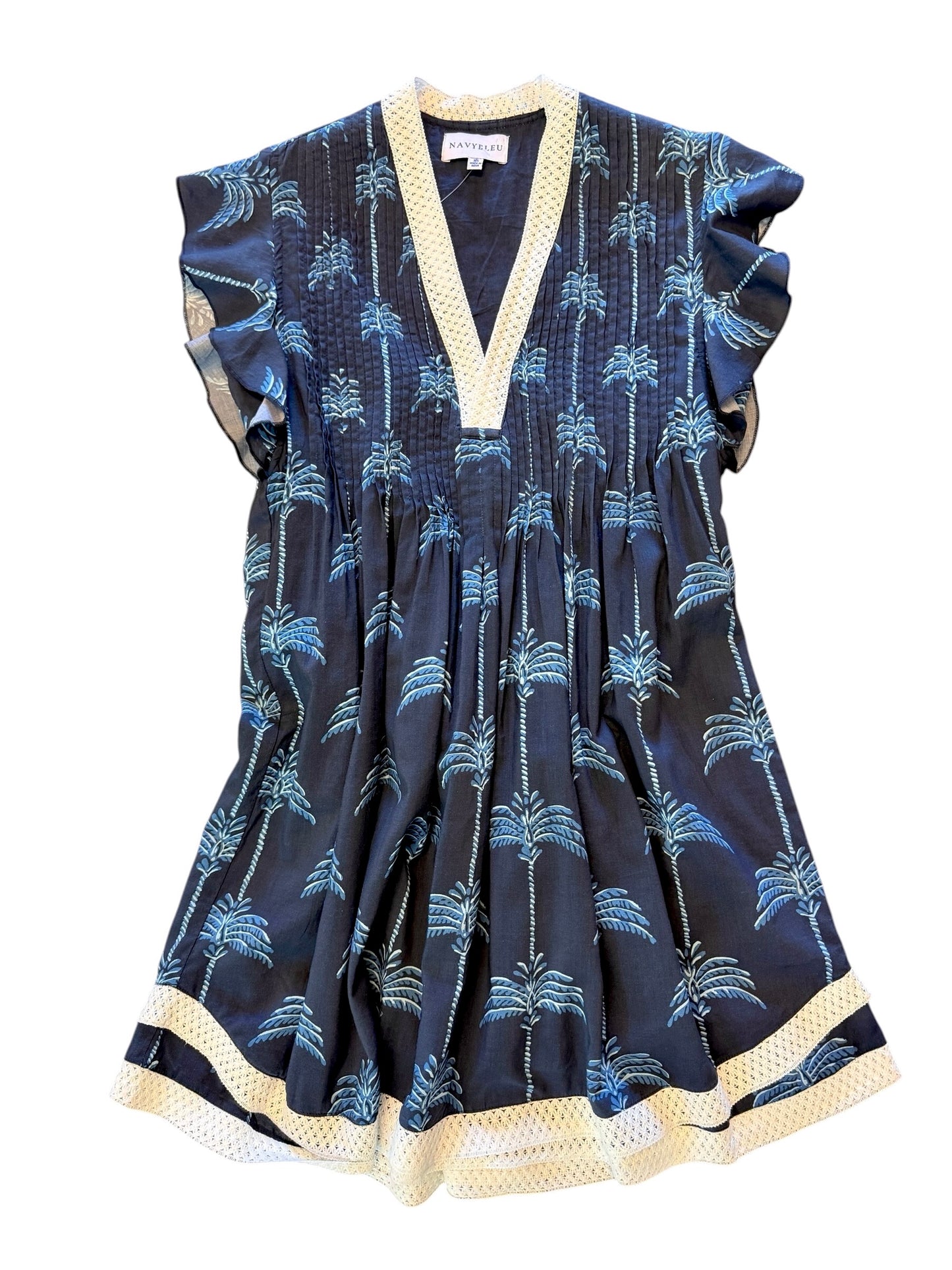 Eden Dress in navy palmetto by NavyBleu