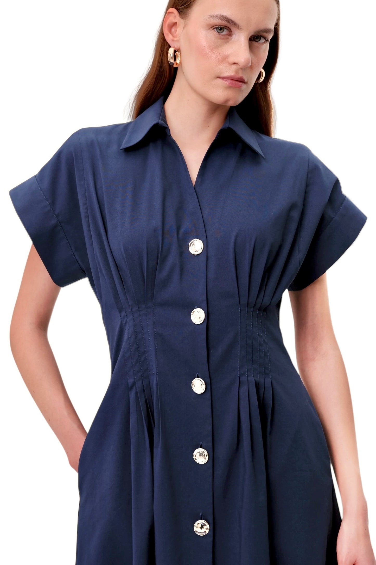 Reilly Solid Maxi Dress in navy by Exquise