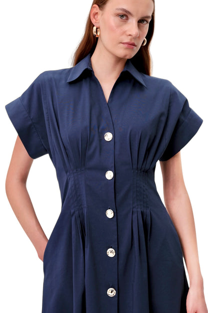 Reilly Solid Maxi Dress in navy by Exquise