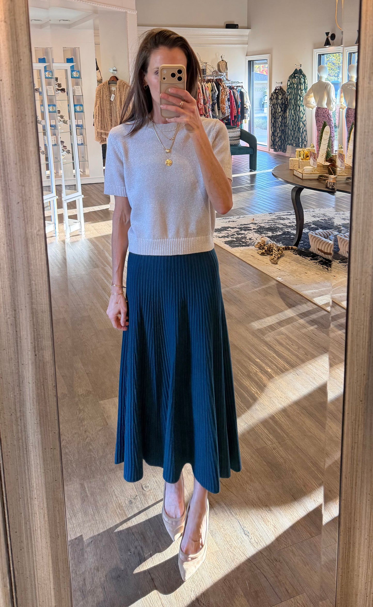 Short Sleeve Sparkle Sweater in mist sparkle by Lilla P